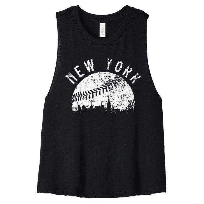 Vintage New York NY Skyline Apparel Women's Racerback Cropped Tank