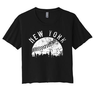 Vintage New York NY Skyline Apparel Women's Crop Top Tee