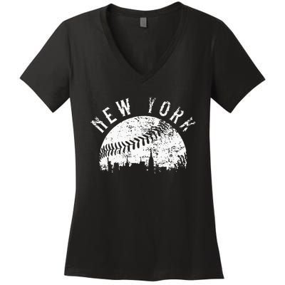 Vintage New York NY Skyline Apparel Women's V-Neck T-Shirt