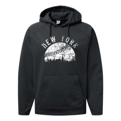 Vintage New York NY Skyline Apparel Performance Fleece Hoodie