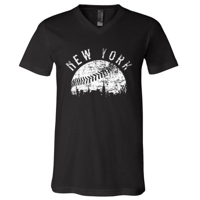 Vintage New York NY Skyline Apparel V-Neck T-Shirt