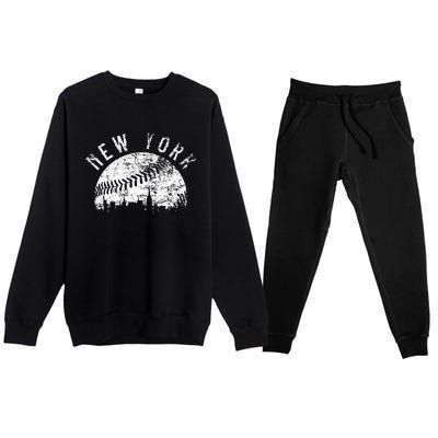 Vintage New York NY Skyline Apparel Premium Crewneck Sweatsuit Set