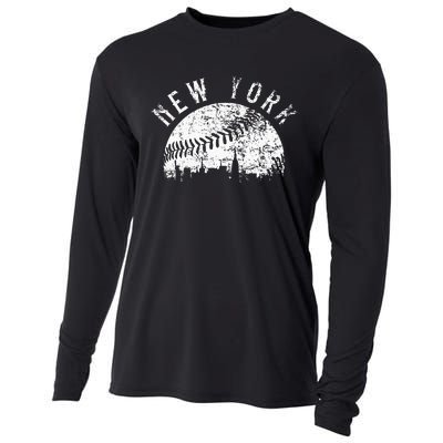 Vintage New York NY Skyline Apparel Cooling Performance Long Sleeve Crew