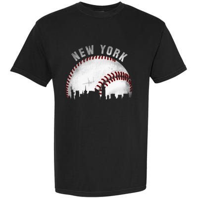 Vintage New York Skyline City Baseball Garment-Dyed Heavyweight T-Shirt