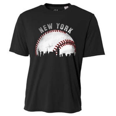 Vintage New York Skyline City Baseball Cooling Performance Crew T-Shirt