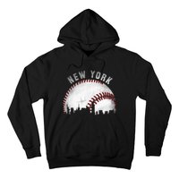 Vintage New York Skyline City Baseball Hoodie