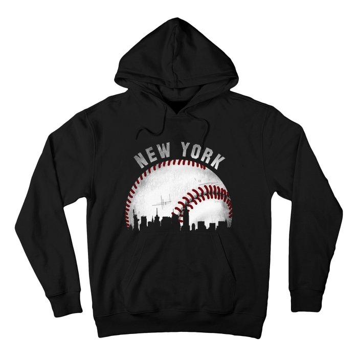 Vintage New York Skyline City Baseball Hoodie