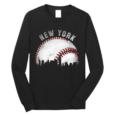 Vintage New York Skyline City Baseball Long Sleeve Shirt