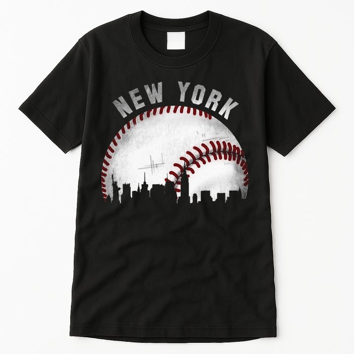 Vintage New York Skyline City Baseball Tall T-Shirt