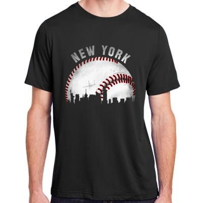 Vintage New York Skyline City Baseball Adult ChromaSoft Performance T-Shirt