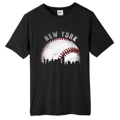 Vintage New York Skyline City Baseball Tall Fusion ChromaSoft Performance T-Shirt