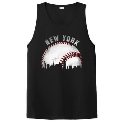 Vintage New York Skyline City Baseball PosiCharge Competitor Tank