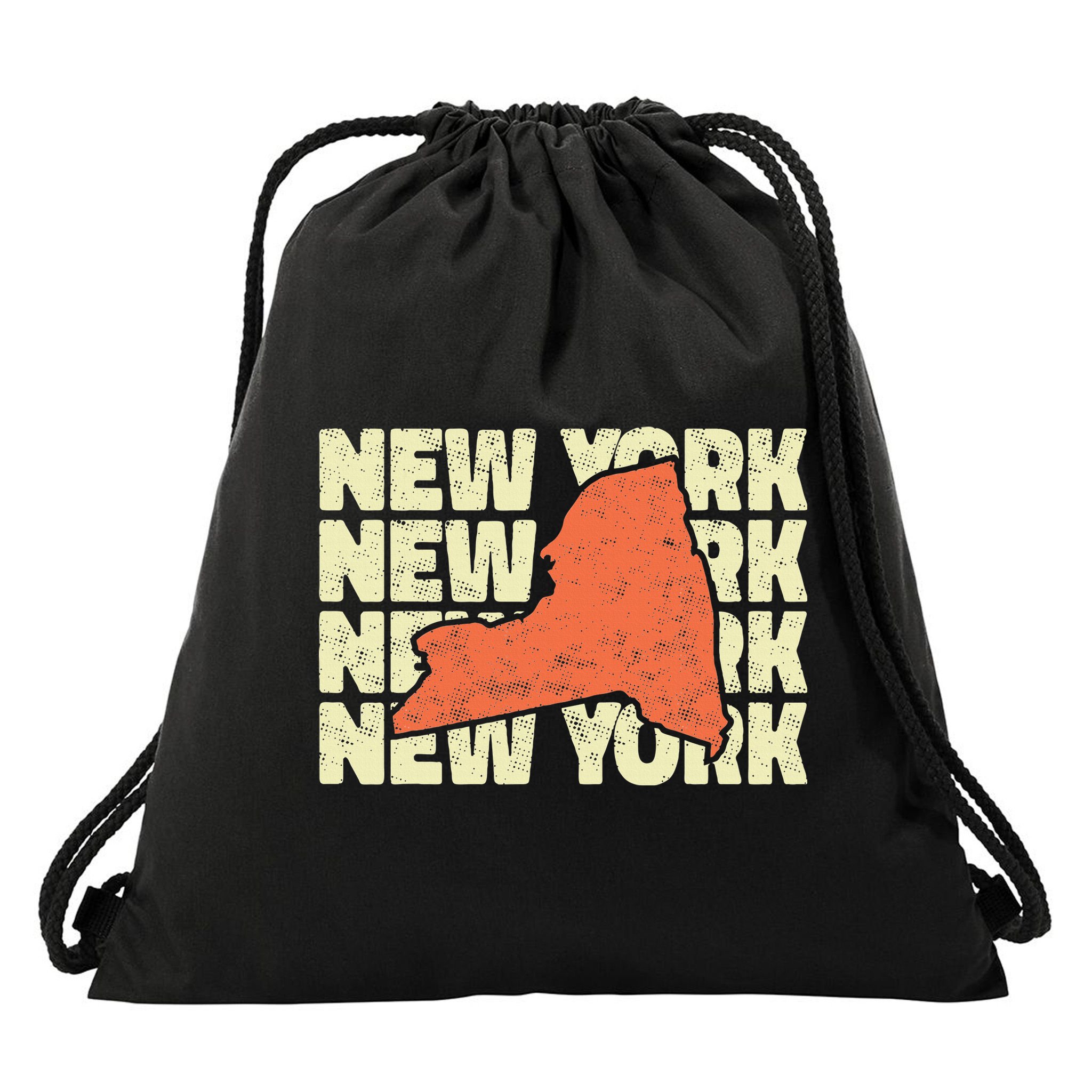 Vintage New York USA State Drawstring Bag