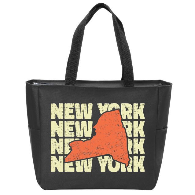 Vintage New York USA State Zip Tote Bag