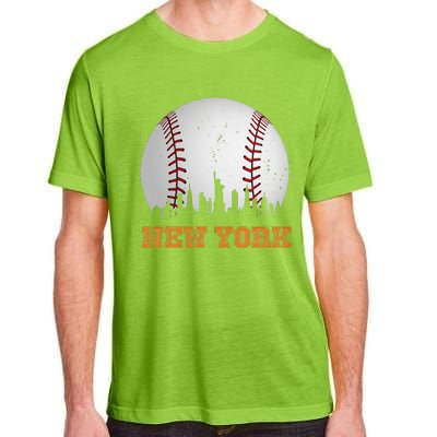 Vintage New York Skyline City Baseball Adult ChromaSoft Performance T-Shirt