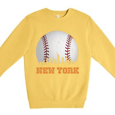 Vintage New York Skyline City Baseball Premium Crewneck Sweatshirt