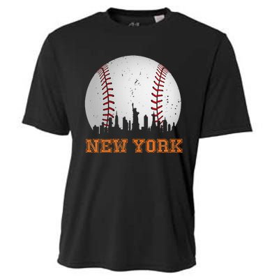 Vintage New York Skyline City Baseball Cooling Performance Crew T-Shirt