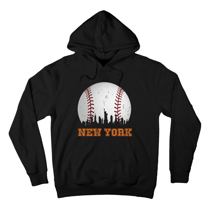 Vintage New York Skyline City Baseball Hoodie