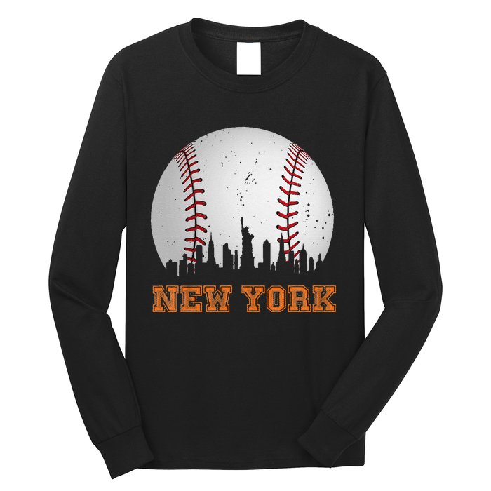 Vintage New York Skyline City Baseball Long Sleeve Shirt