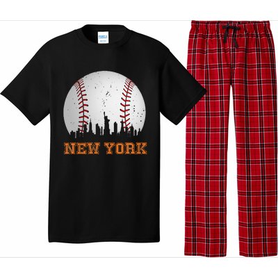 Vintage New York Skyline City Baseball Pajama Set