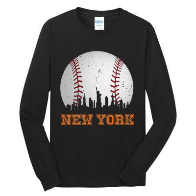 Vintage New York Skyline City Baseball Tall Long Sleeve T-Shirt