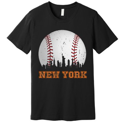 Vintage New York Skyline City Baseball Premium T-Shirt