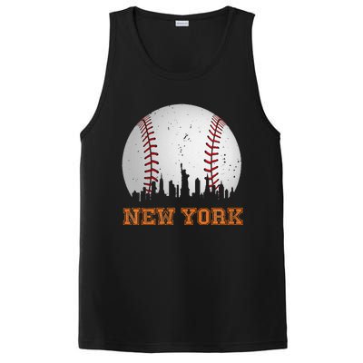 Vintage New York Skyline City Baseball PosiCharge Competitor Tank