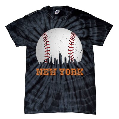 Vintage New York Skyline City Baseball Tie-Dye T-Shirt