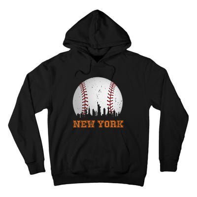 Vintage New York Skyline City Baseball Tall Hoodie