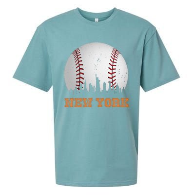 Vintage New York Skyline City Baseball Sueded Cloud Jersey T-Shirt