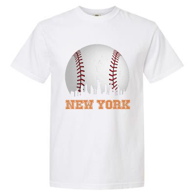 Vintage New York Skyline City Baseball Garment-Dyed Heavyweight T-Shirt