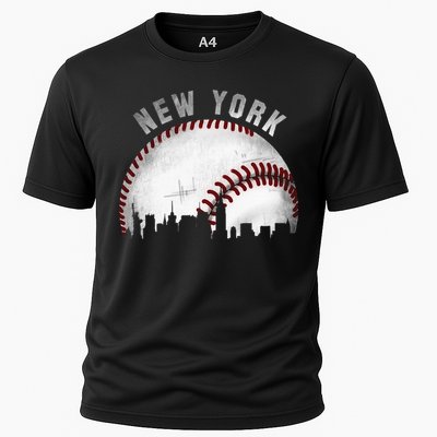 Vintage New York Skyline City Baseball Cooling Performance Crew T-Shirt