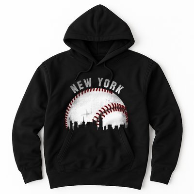 Vintage New York Skyline City Baseball Hoodie