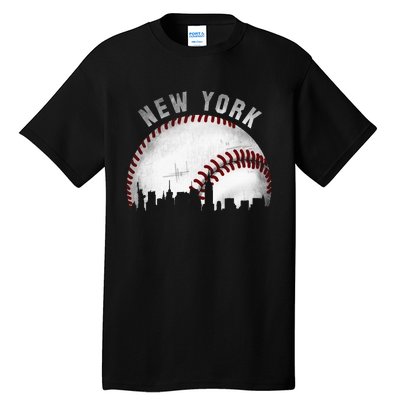 Vintage New York Skyline City Baseball Tall T-Shirt