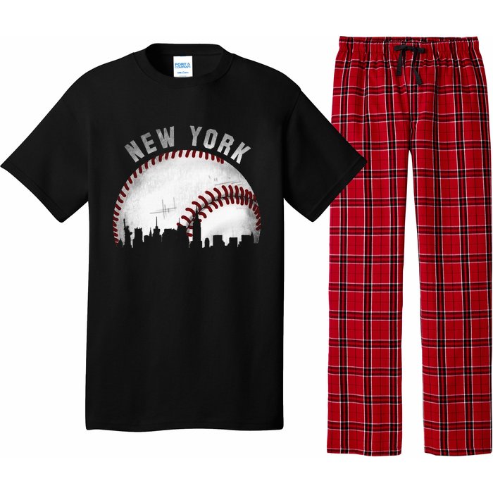 Vintage New York Skyline City Baseball Pajama Set