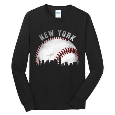 Vintage New York Skyline City Baseball Tall Long Sleeve T-Shirt