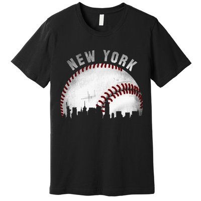 Vintage New York Skyline City Baseball Premium T-Shirt