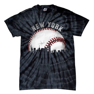 Vintage New York Skyline City Baseball Tie-Dye T-Shirt