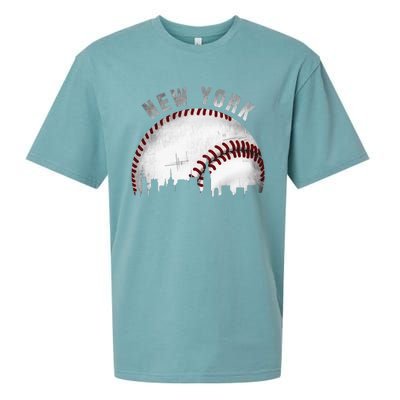 Vintage New York Skyline City Baseball Sueded Cloud Jersey T-Shirt