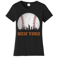 Vintage New York Skyline City Baseball Women's T-Shirt