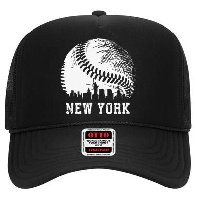 Vintage New York City Baseball Lover High Crown Mesh Back Trucker Hat