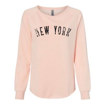 Vintage New York Distressed Black Text NY Apparel Womens California Wash Sweatshirt