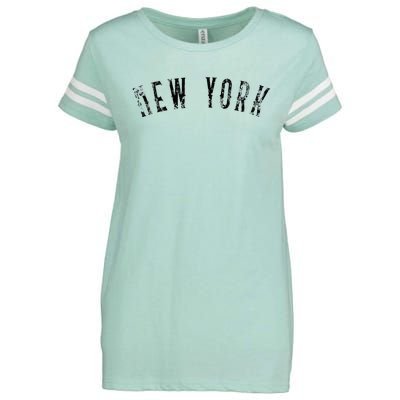 Vintage New York Distressed Black Text NY Apparel Enza Ladies Jersey Football T-Shirt