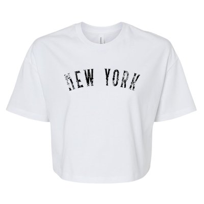 Vintage New York Distressed Black Text NY Apparel Bella+Canvas Jersey Crop Tee