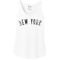 Vintage New York Distressed Black Text NY Apparel Ladies Essential Tank