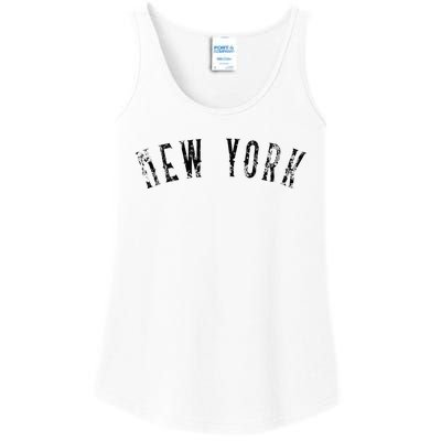 Vintage New York Distressed Black Text NY Apparel Ladies Essential Tank