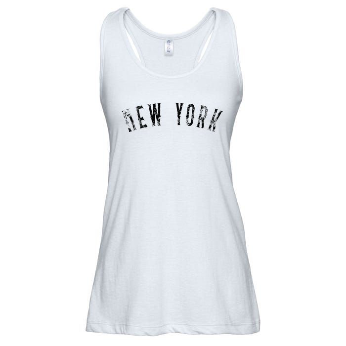 Vintage New York Distressed Black Text NY Apparel Ladies Essential Flowy Tank