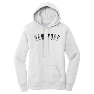 Vintage New York Distressed Black Text NY Apparel Women's Pullover Hoodie