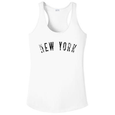 Vintage New York Distressed Black Text NY Apparel Ladies PosiCharge Competitor Racerback Tank