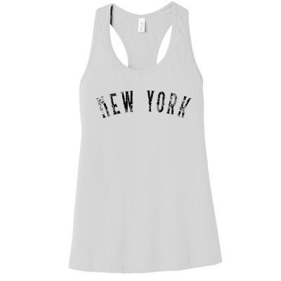 Vintage New York Distressed Black Text NY Apparel Women's Racerback Tank